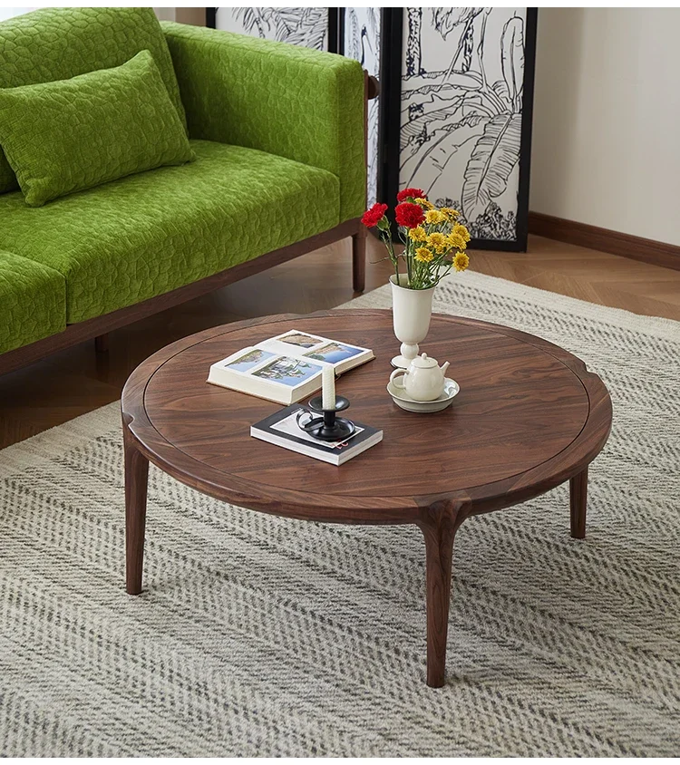 North American black walnut all solid wood round coffee table American retro tea table
North American black walnut all solid wood round coffee table American retro tea table