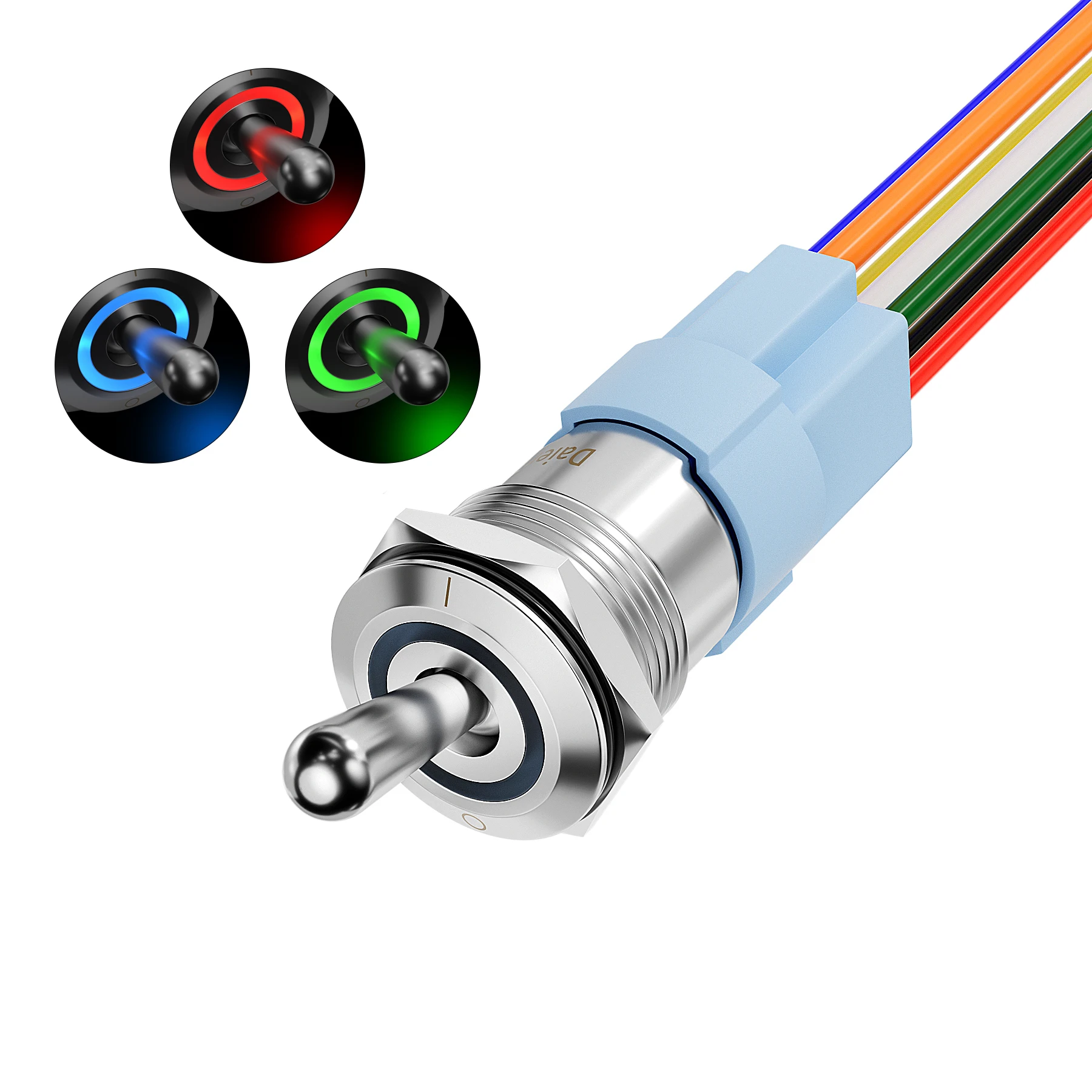 DaierTek Lighted 12V Waterproof Toggle Switch IP67 12 Volt LED RGB (RED Green Blue) 16mm Pre-Wired for Car Boat Marine
DaierTek Lighted 12V Waterproof Toggle Switch IP67 12 Volt LED RGB (RED Green Blue) 16mm Pre-Wired for Car Boat Marine
