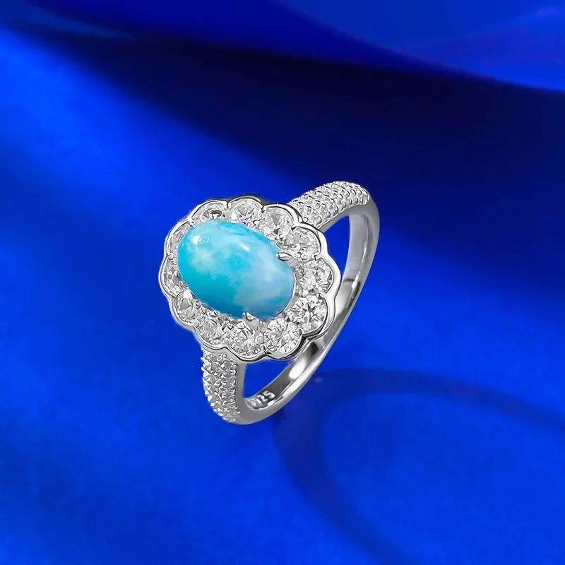 New S925 pure silver blue romantic egg shaped zircon inlaid with natural sea patterned stone ring, Jewelry
New S925 pure silver blue romantic egg shaped zircon inlaid with natural sea patterned stone ring, Jewelry
