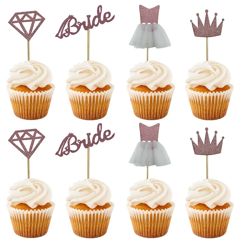 8Pcs Rosegold Bride Diamond Ring Crown Wedding Dress Cupcake Toppers Hen Bachelorette Party Bridal Shower Wedding Cake Supplies
8Pcs Rosegold Bride Diamond Ring Crown Wedding Dress Cupcake Toppers Hen Bachelorette Party Bridal Shower Wedding Cake Supplies
