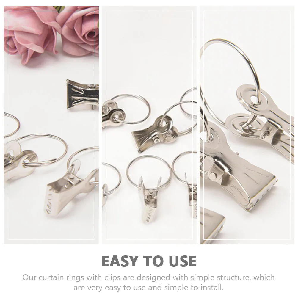 50Pcs Iron Curtain Rings with Clips Rust-Resistant Metal Drapery Hanging Hooks for Shower Door Window Curtain Replacement
50Pcs Iron Curtain Rings with Clips Rust-Resistant Metal Drapery Hanging Hooks for Shower Door Window Curtain Replacement