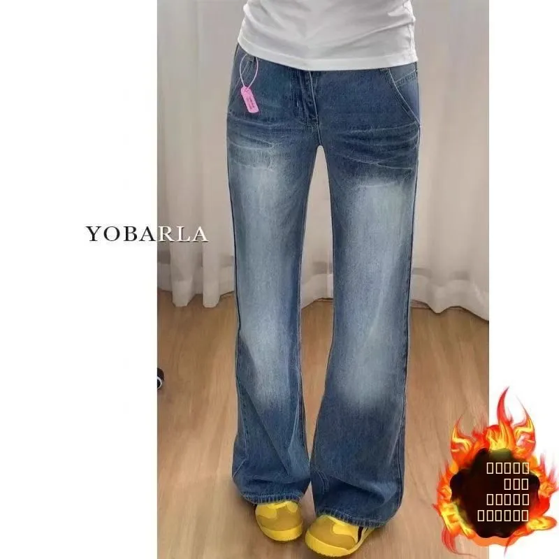 American Retro Blue Low Waist Bell Bot Jeans Women Winter Fce Thiened High Waist Slim Fit Bell Bot Pants
American Retro Blue Low Waist Bell Bot Jeans Women Winter Fce Thiened High Waist Slim Fit Bell Bot Pants