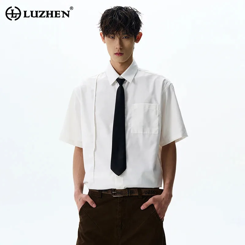 LUZHEN 2025 Summer Trendy Patchwork Stripe Necktie Decorate Short Sleeve Shirts Men's Fashion Handsome Casual Tops Male JY1346
LUZHEN 2025 Summer Trendy Patchwork Stripe Necktie Decorate Short Sleeve Shirts Men's Fashion Handsome Casual Tops Male JY1346