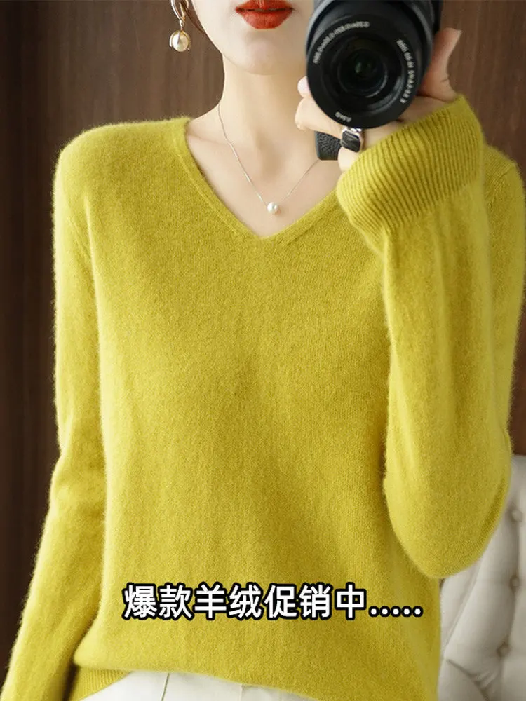 Женский вязаный шерстяной свитер большого размера с V-образным вырезом из австралийской мериносовой шерсти, теплый, комфортный, мягкий, с длинными рукавами, повседневный топ
Женский вязаный шерстяной свитер большого размера с V-образным вырезом из австралийской мериносовой шерсти, теплый, комфортный, мягкий, с длинными рукавами, повседневный топ