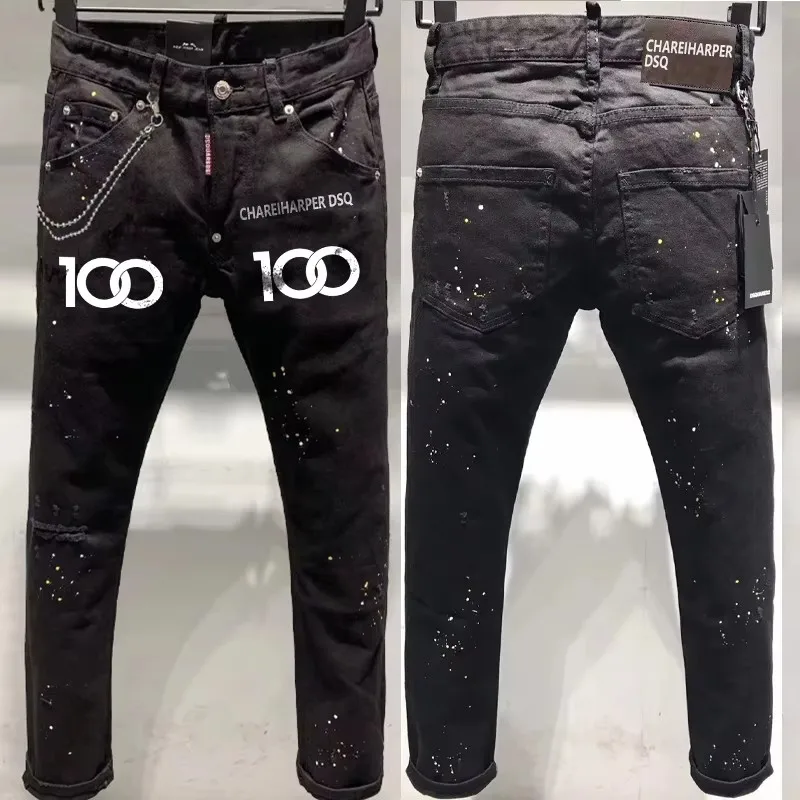 100Chareharper dsq9630 men's pants Pure black printed cotton elastic quadratic slim-fit fashion paint street personality pants
100Chareharper dsq9630 men's pants Pure black printed cotton elastic quadratic slim-fit fashion paint street personality pants