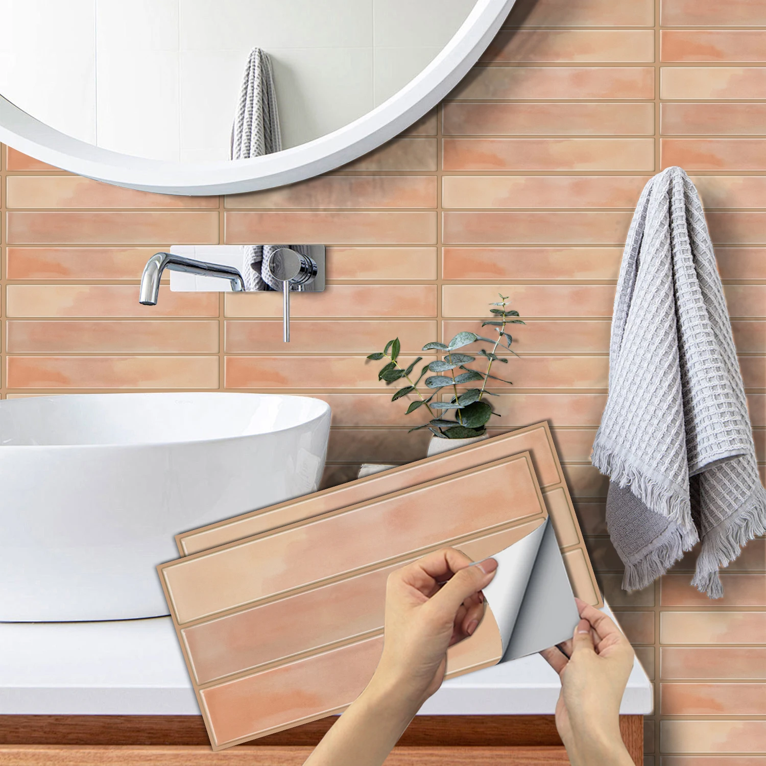 KUUJOJO 3D Vintage Faux Wall Tile Self-Adhesive Decal for Kitchen, Living Room and Bathroom Wall Decor, 11.8 in. X 5.91 in.
KUUJOJO 3D Vintage Faux Wall Tile Self-Adhesive Decal for Kitchen, Living Room and Bathroom Wall Decor, 11.8 in. X 5.91 in.