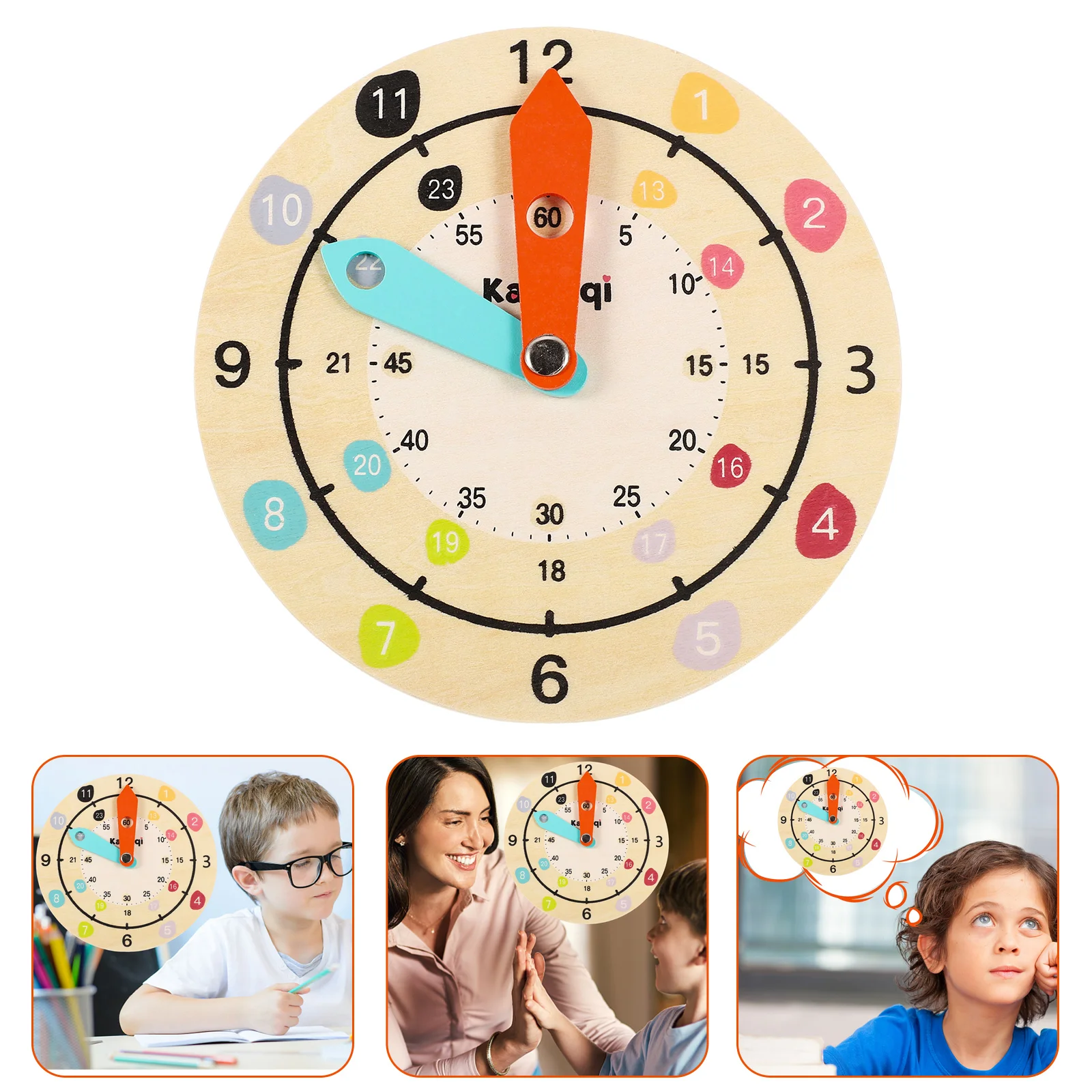 Clock Teaching Toy Number Recognition Wooden Kids Cartoon Model Simulated Wall Early Education Learning for Time
Clock Teaching Toy Number Recognition Wooden Kids Cartoon Model Simulated Wall Early Education Learning for Time