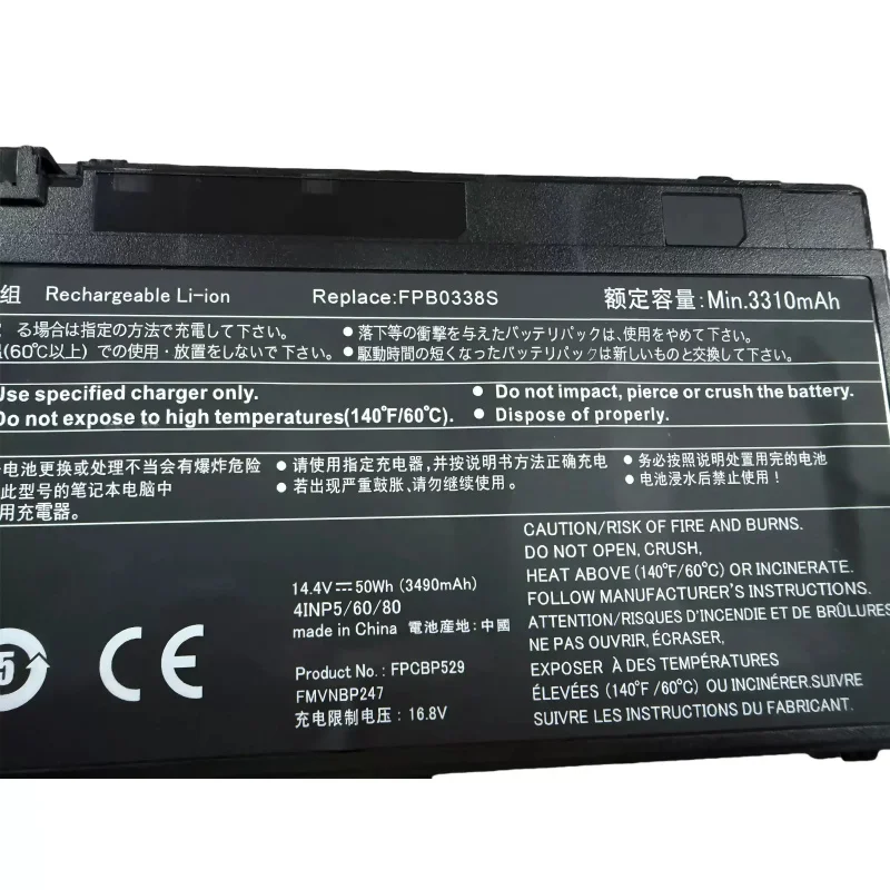 FPB0338S FPCBP529 FMVNBP247 Laptop Battery For FUJITSU LifeBook E559 E549 E459 E548 E449 14.4V 3490mAh 50WH
FPB0338S FPCBP529 FMVNBP247 Laptop Battery For FUJITSU LifeBook E559 E549 E459 E548 E449 14.4V 3490mAh 50WH