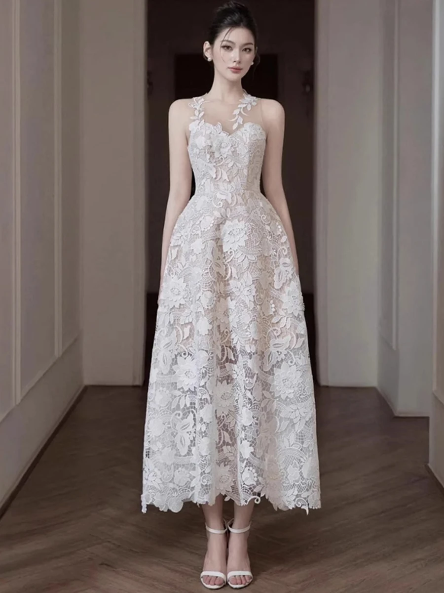 Элегантное кружевное вечернее платье Ele Lace Dr для женщин: роскошное, с вышивкой, на бретельках, белое, длинное, А-силуэт
Элегантное кружевное вечернее платье Ele Lace Dr для женщин: роскошное, с вышивкой, на бретельках, белое, длинное, А-силуэт