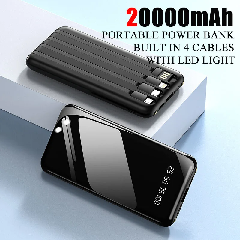 Портативный внешний аккумулятор емкостью 20000 мАч с 4 кабелями и цифровым дисплеем Powerbank для iPhone 15 14 13, внешнее зарядное устройство Samsung Huawei
Портативный внешний аккумулятор емкостью 20000 мАч с 4 кабелями и цифровым дисплеем Powerbank для iPhone 15 14 13, внешнее зарядное устройство Samsung Huawei
