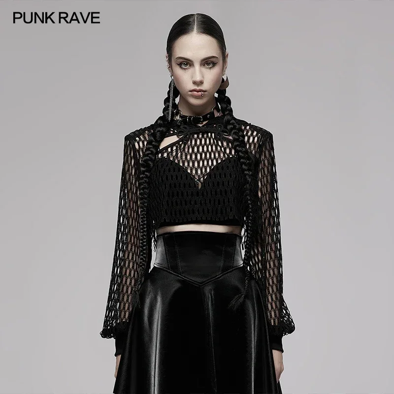PUNK RAVE женская готическая короткая полосатая сетчатая толстовка в китайском стиле с длинными рукавами и капюшоном модные черные топы весна/осень
PUNK RAVE женская готическая короткая полосатая сетчатая толстовка в китайском стиле с длинными рукавами и капюшоном модные черные топы весна/осень