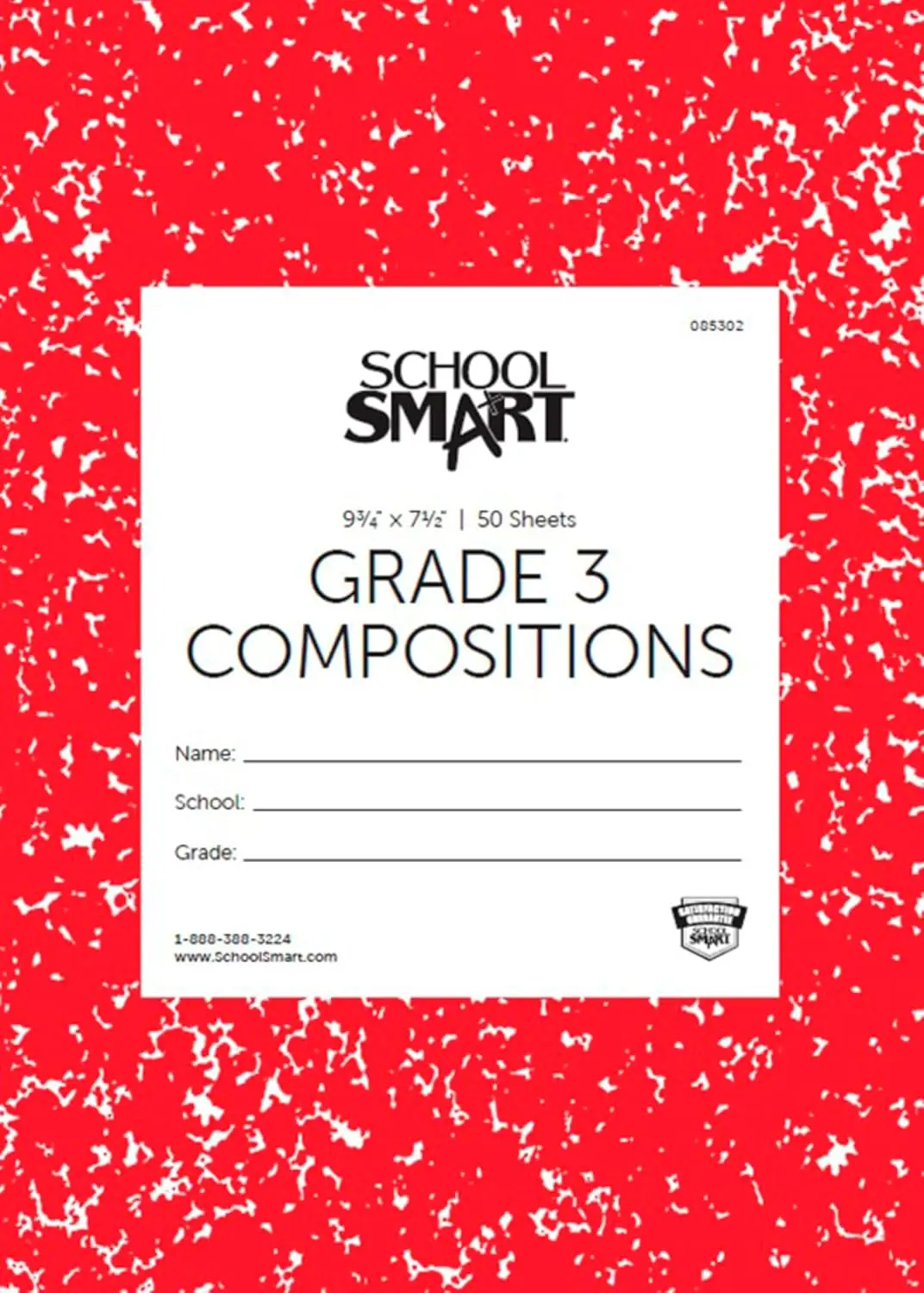 Grade 3 Composition Book, 50 Sheets, Red Cover - Skip-A-Line for Easy Writing
Grade 3 Composition Book, 50 Sheets, Red Cover - Skip-A-Line for Easy Writing