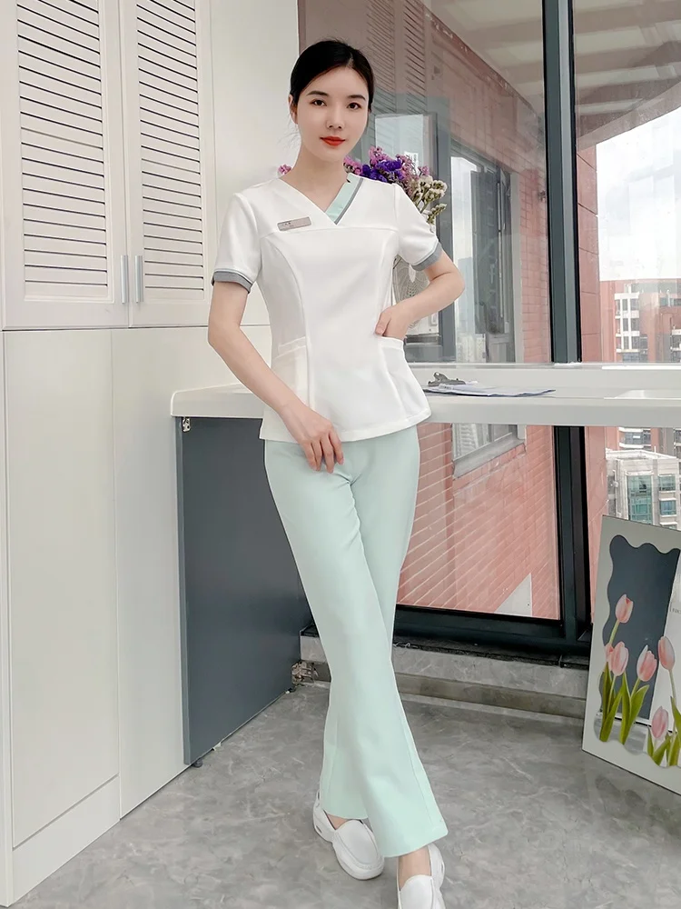 Beauty Nurse Uniform Summer Short Sleeve V-Neck Short Style Dental Oral Care Doctor Workwear Separate Set Korean Style
Beauty Nurse Uniform Summer Short Sleeve V-Neck Short Style Dental Oral Care Doctor Workwear Separate Set Korean Style