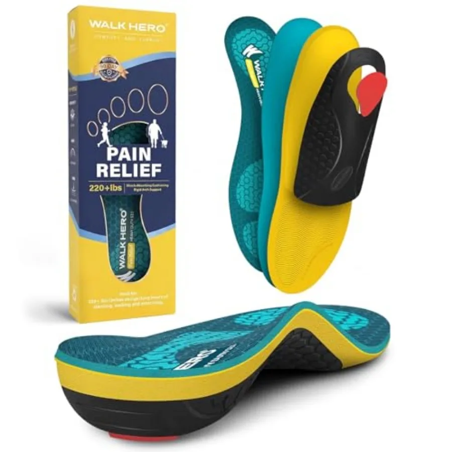 WalkHero Heavy Duty Pain Relief Insoles, 220+lbs High Arch Support Orthotics Inserts for Plantar Fasciitis, Flat Feet, Pronatio
WalkHero Heavy Duty Pain Relief Insoles, 220+lbs High Arch Support Orthotics Inserts for Plantar Fasciitis, Flat Feet, Pronatio