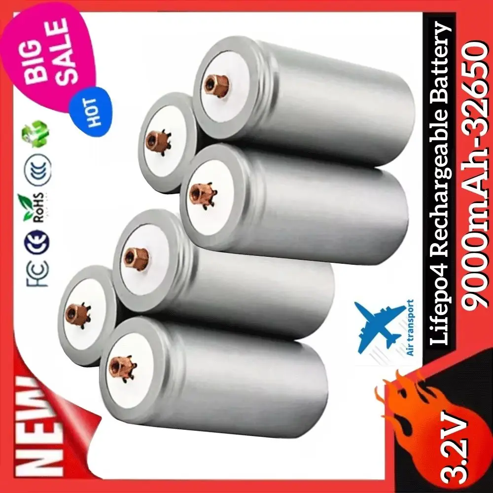 100% Original 32650 9000mAh 3.2V Lifepo4 Rechargeable Battery Professional Lithium Iron Phosphate Power Battery With Screw
100% Original 32650 9000mAh 3.2V Lifepo4 Rechargeable Battery Professional Lithium Iron Phosphate Power Battery With Screw