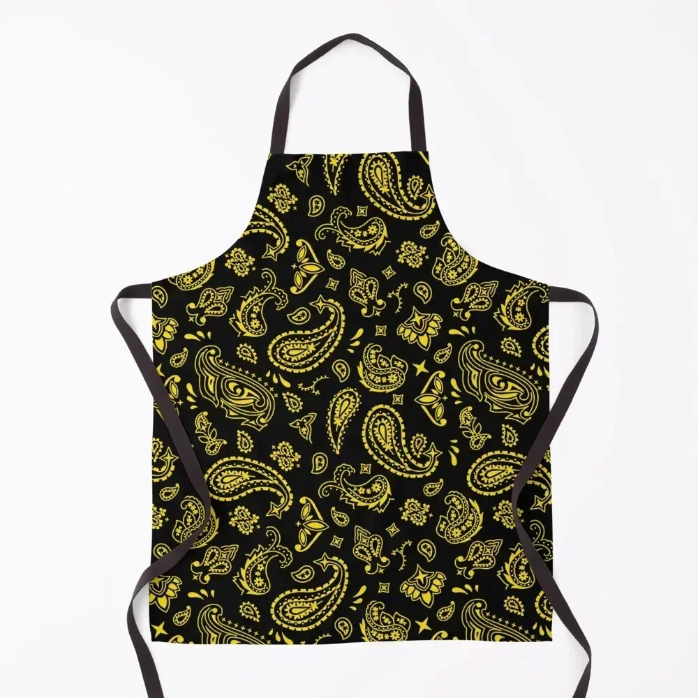 Yellow on Black Paisley Apron Kitchen Apras Man Teacher For Cosmetologist carpenter Apron 
Yellow on Black Paisley Apron Kitchen Apras Man Teacher For Cosmetologist carpenter Apron