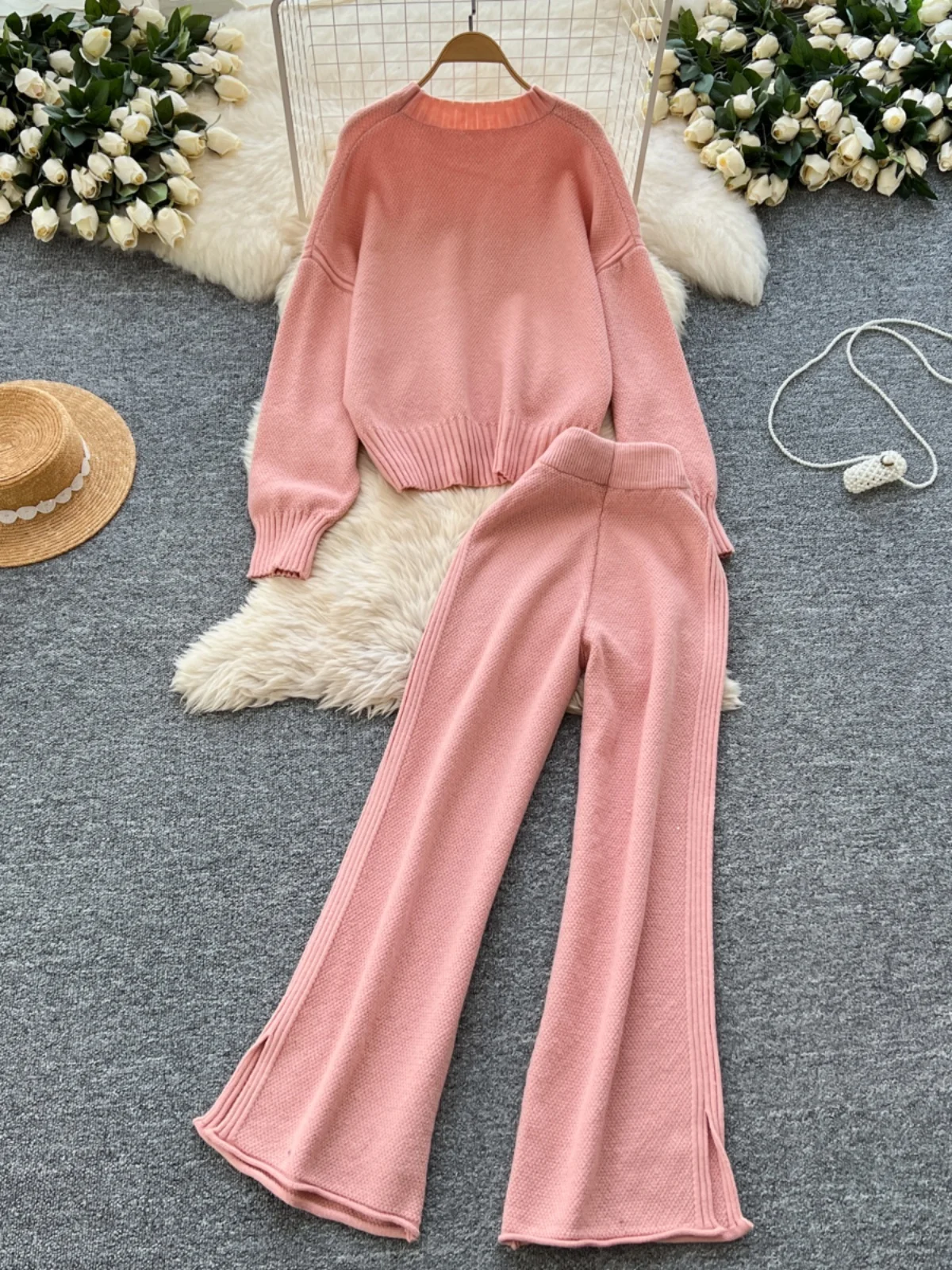 Женский осенне-зимний свободный вязаный свитер, широкие брюки с высокой талией и разрезом, круглый Ne Long Sve Faion, удобный комплект
Женский осенне-зимний свободный вязаный свитер, широкие брюки с высокой талией и разрезом, круглый Ne Long Sve Faion, удобный комплект