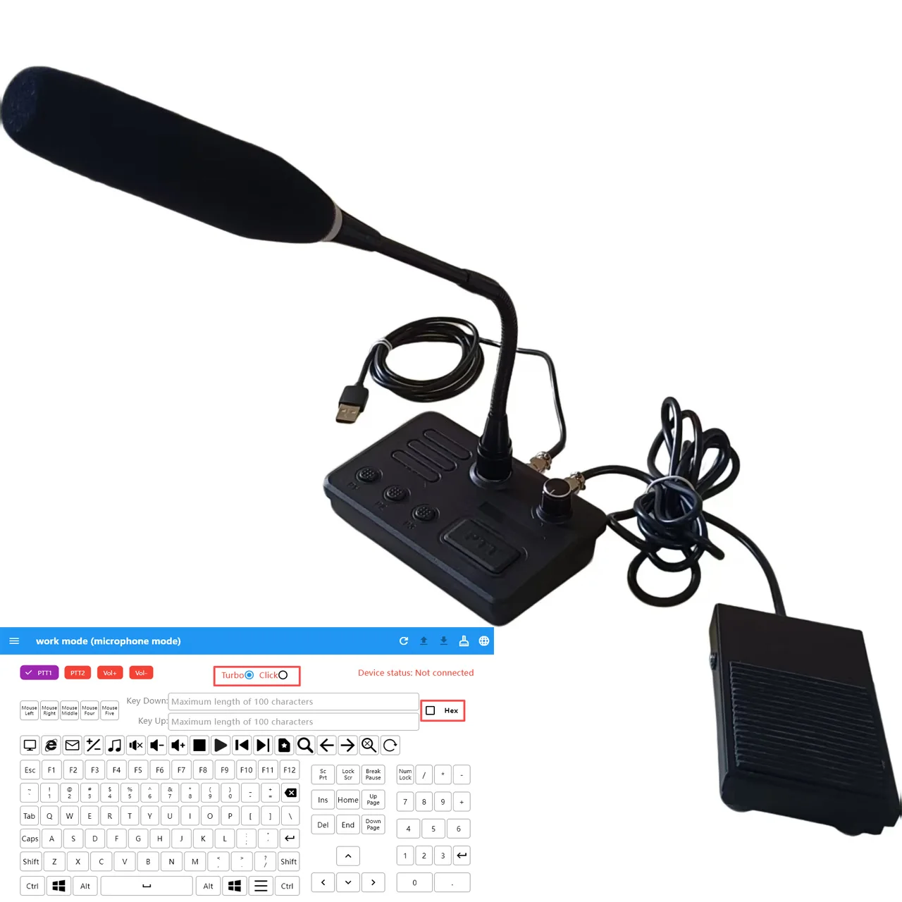 USB Desktop microphone+Foot switchfor zello/real ptt Support the use of the software on both desktop computers and Android
USB Desktop microphone+Foot switchfor zello/real ptt Support the use of the software on both desktop computers and Android