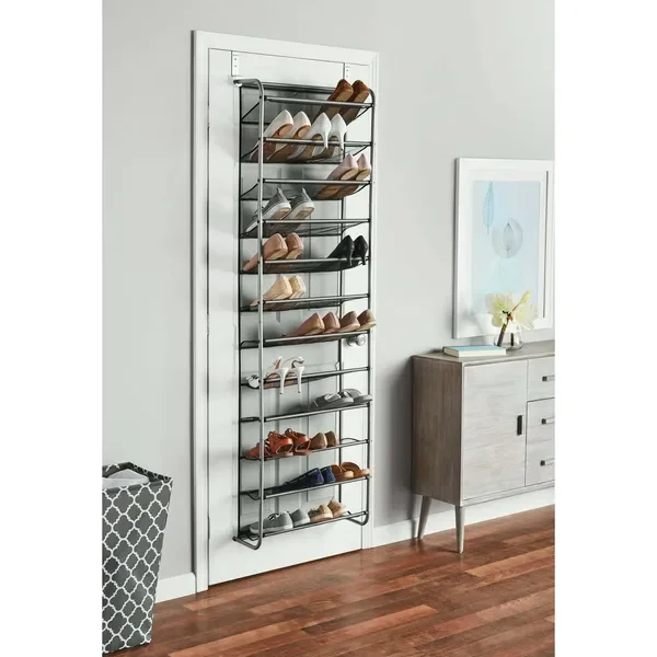 36 Pair Over-The-Door Shoe Closet Organizer Rack for 36 Pairs, 12 Tier, Metal, Gray
36 Pair Over-The-Door Shoe Closet Organizer Rack for 36 Pairs, 12 Tier, Metal, Gray