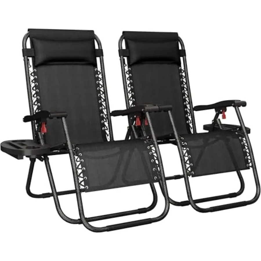 26" Zero Gravity Recliners Outdoor Adjustable Folding Reclining Lounge Chairs w/Pillows Cup Holder Trays and Carry Strap for Pa
26" Zero Gravity Recliners Outdoor Adjustable Folding Reclining Lounge Chairs w/Pillows Cup Holder Trays and Carry Strap for Pa