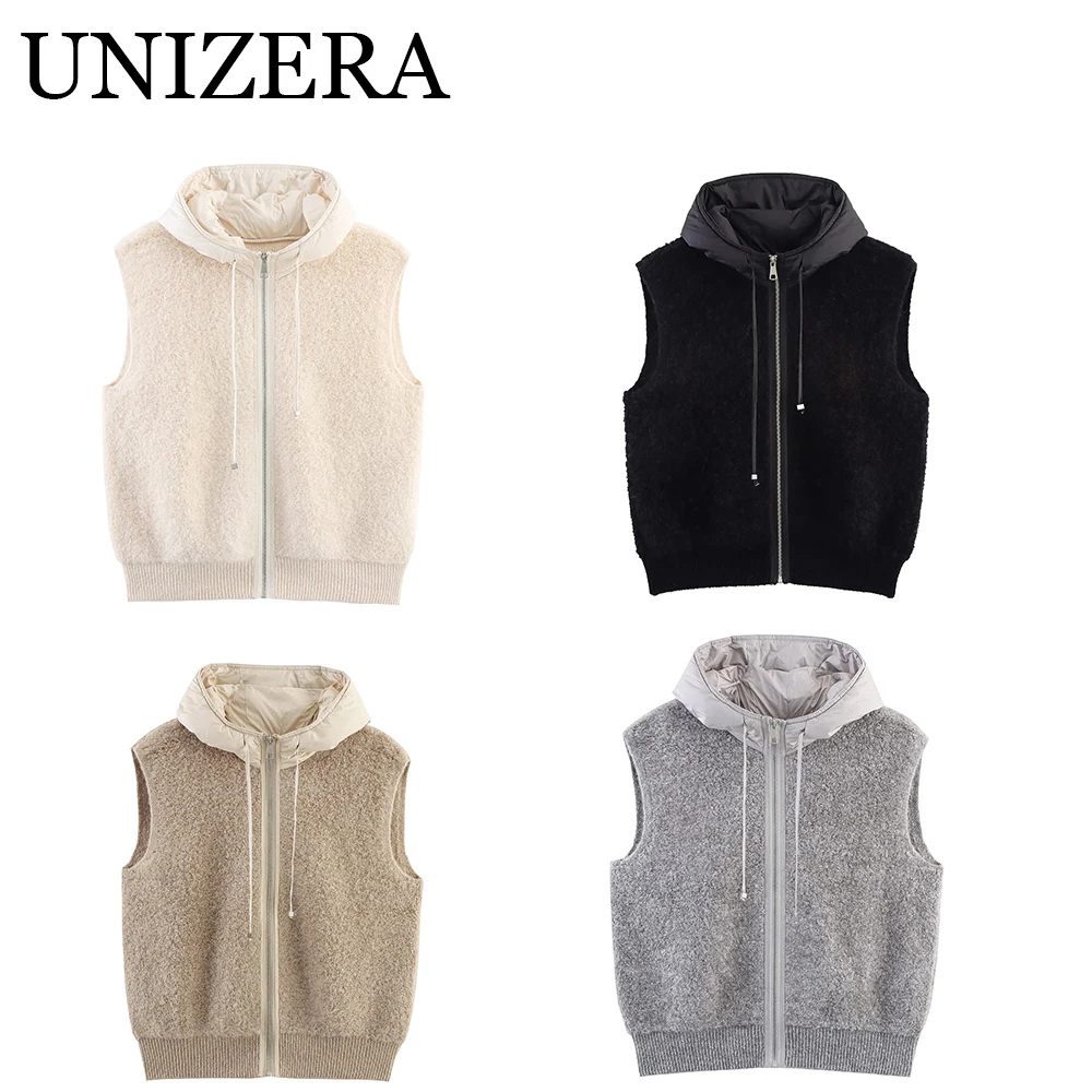 New women's clothing European and American fashion towel splicing zipper hooded vest
New women's clothing European and American fashion towel splicing zipper hooded vest