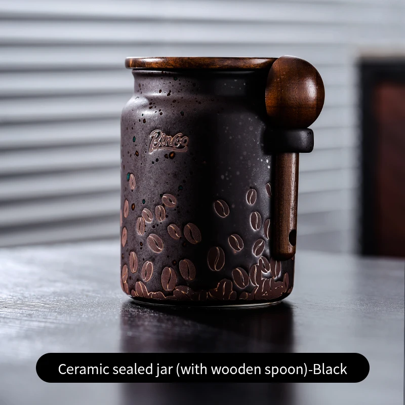 Bincoo 500ml Ceramic Coffee Canister with Wooden Lid & Spoon, Airtight Coffee Bean Storage Jar, Black with Coffee Bean Pattern
Bincoo 500ml Ceramic Coffee Canister with Wooden Lid & Spoon, Airtight Coffee Bean Storage Jar, Black with Coffee Bean Pattern