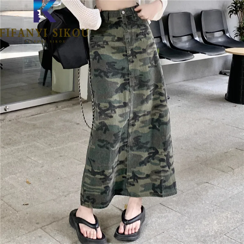 Jeans Skirt Women 2023 Summer Casual Fashion Camouflage Denim Skirt Oversize Loose Pocket High Waist Split Long Skirt Female
Jeans Skirt Women 2023 Summer Casual Fashion Camouflage Denim Skirt Oversize Loose Pocket High Waist Split Long Skirt Female