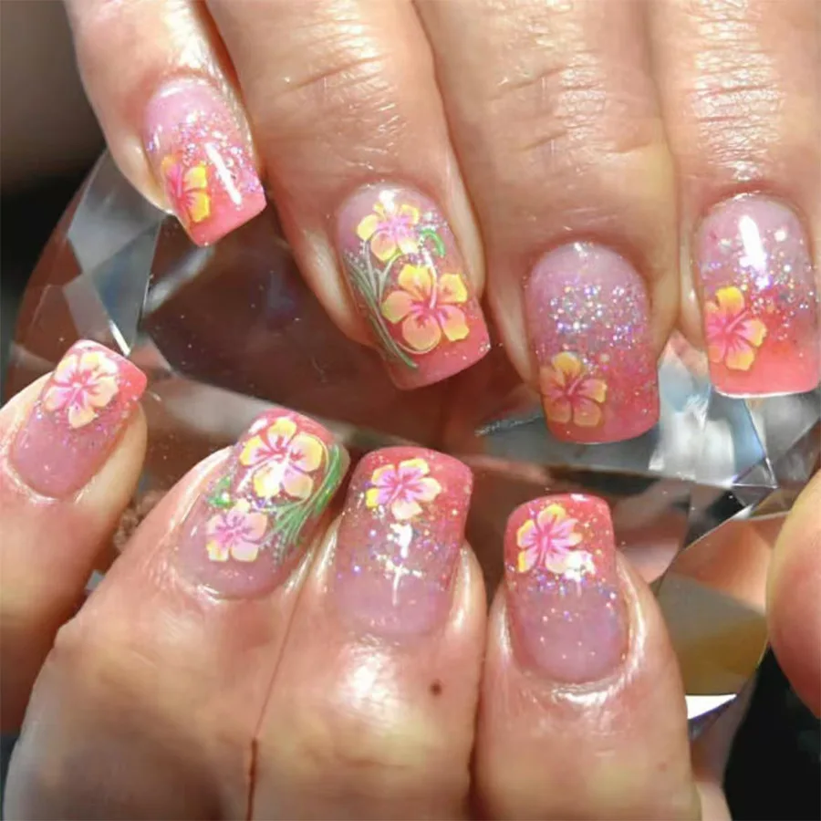24Pcs Red Gradient Shiny Powder False Nails Short Square Full Cover Nails Tips with Flower Design Detachable Press on Fake Nails
24Pcs Red Gradient Shiny Powder False Nails Short Square Full Cover Nails Tips with Flower Design Detachable Press on Fake Nails
