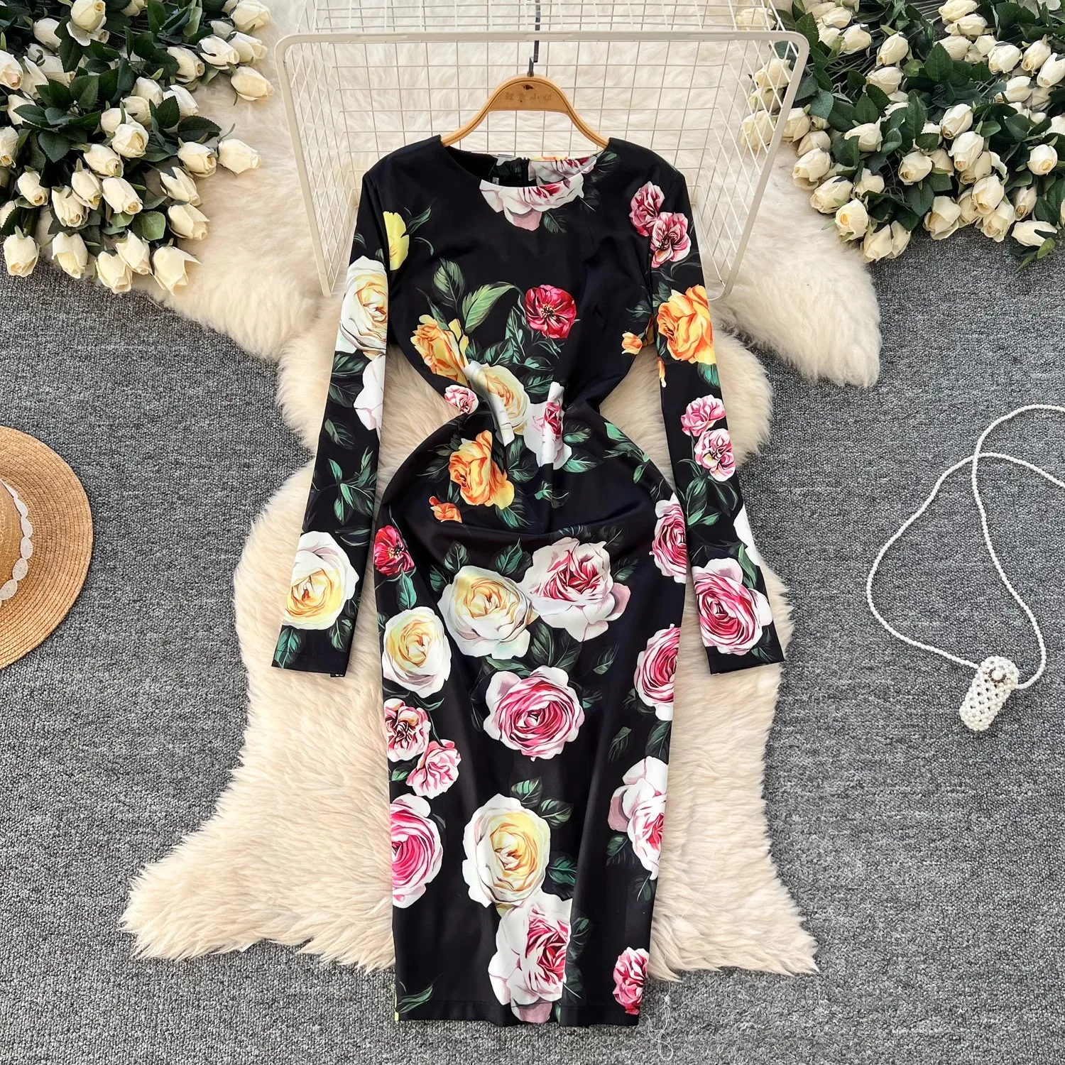 Women Bodycon Midi Dress Retro Elegant High-end Floral Print Long Sleeve Slim Prom Party Formal Dress 2025 Spring Summer
Women Bodycon Midi Dress Retro Elegant High-end Floral Print Long Sleeve Slim Prom Party Formal Dress 2025 Spring Summer