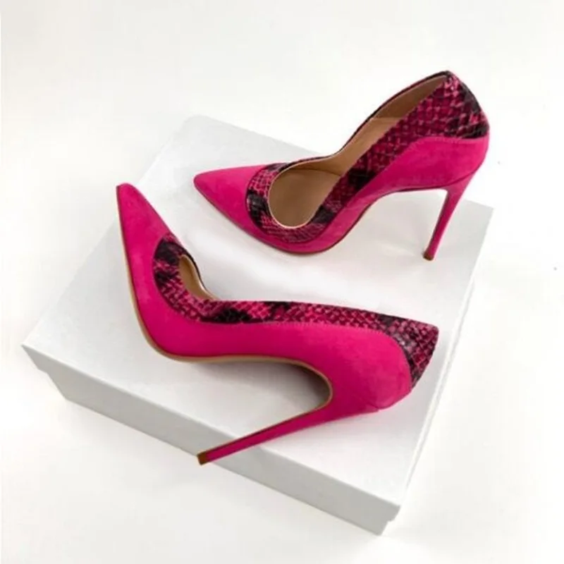 Stylish Snakeskin Suede Patchwork High Heel Pumps Slip On 12CM Stiletto High Heels Shallow Women Footwear Fuchsia Black
Stylish Snakeskin Suede Patchwork High Heel Pumps Slip On 12CM Stiletto High Heels Shallow Women Footwear Fuchsia Black