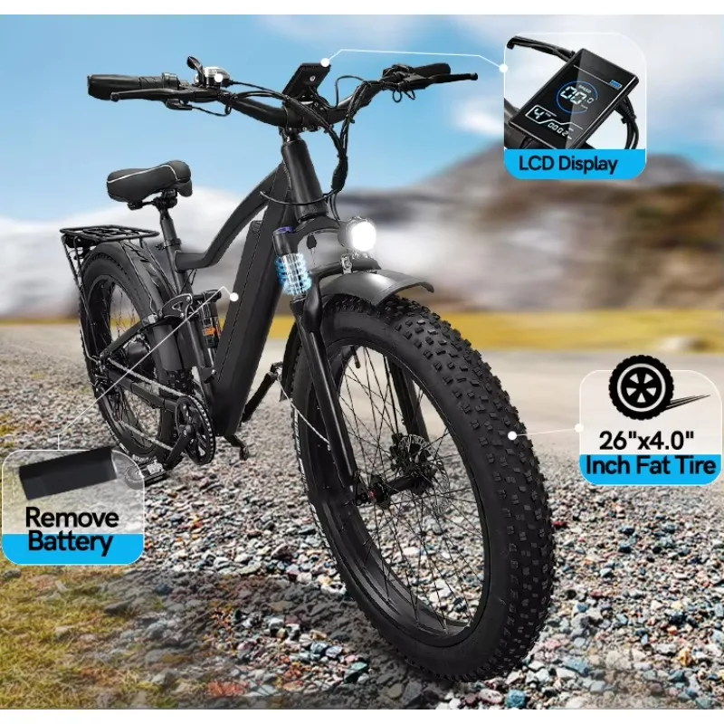 STLF DZ WJW Advanced 17.5Ah 48V Battery 26" EBike 500W Bafang Motor Full Suspension Oil Brake Fat Tire Electric Mountain Bike Fa
STLF DZ WJW Advanced 17.5Ah 48V Battery 26" EBike 500W Bafang Motor Full Suspension Oil Brake Fat Tire Electric Mountain Bike Fa