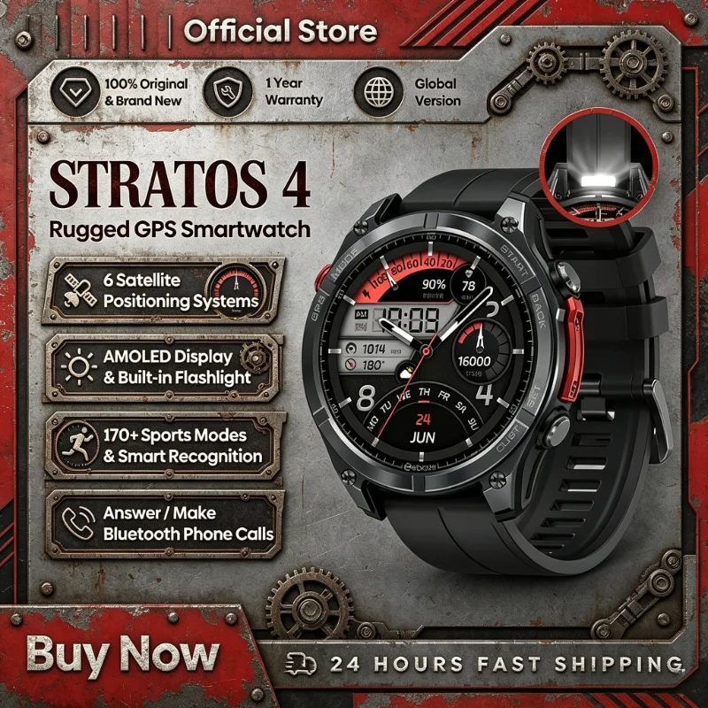 NEW Stratos 4 GPS Smart Watch 1.43 AMOLED Display Built-in Compass Barometric Altimeter Flashlight Voice Call Smartwatch
NEW Stratos 4 GPS Smart Watch 1.43 AMOLED Display Built-in Compass Barometric Altimeter Flashlight Voice Call Smartwatch