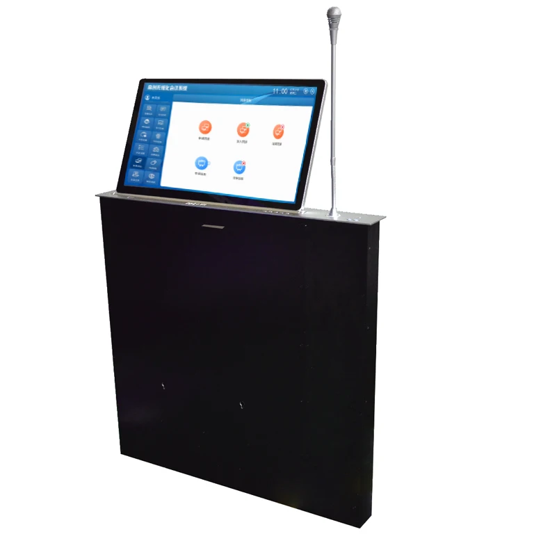 Video Desktop Retractable Ultra-thin Touch Display Monitor Screen Lift with MIC for Conference Room