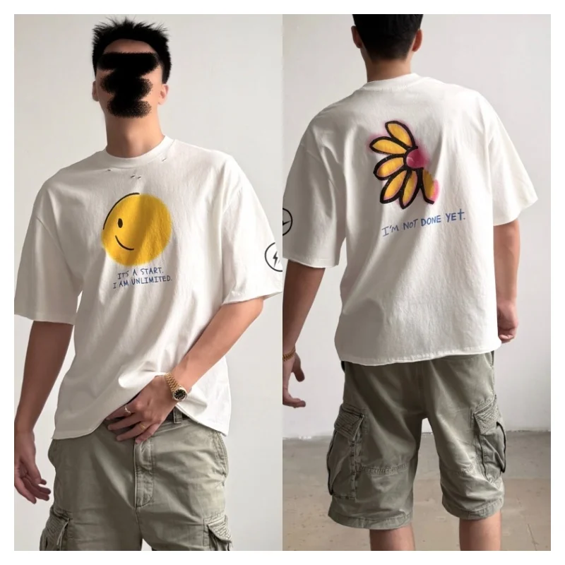 Saint Print Smile Floral Pattern White T-Shirt Y2K Men's Women's Casual Fashion Tee
Saint Print Smile Floral Pattern White T-Shirt Y2K Men's Women's Casual Fashion Tee