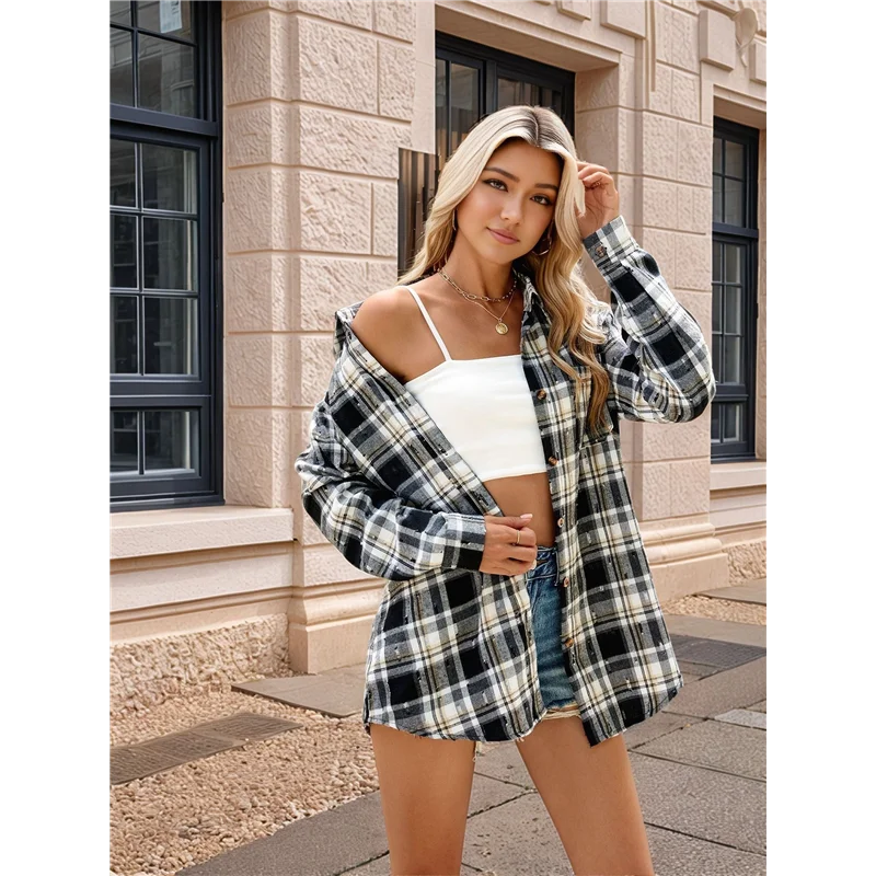 CGS-Women's Button Down Flannel Shirts Plaid Shacket Long Sleeve Collared Business Casual Tops Work Blouses
CGS-Women's Button Down Flannel Shirts Plaid Shacket Long Sleeve Collared Business Casual Tops Work Blouses