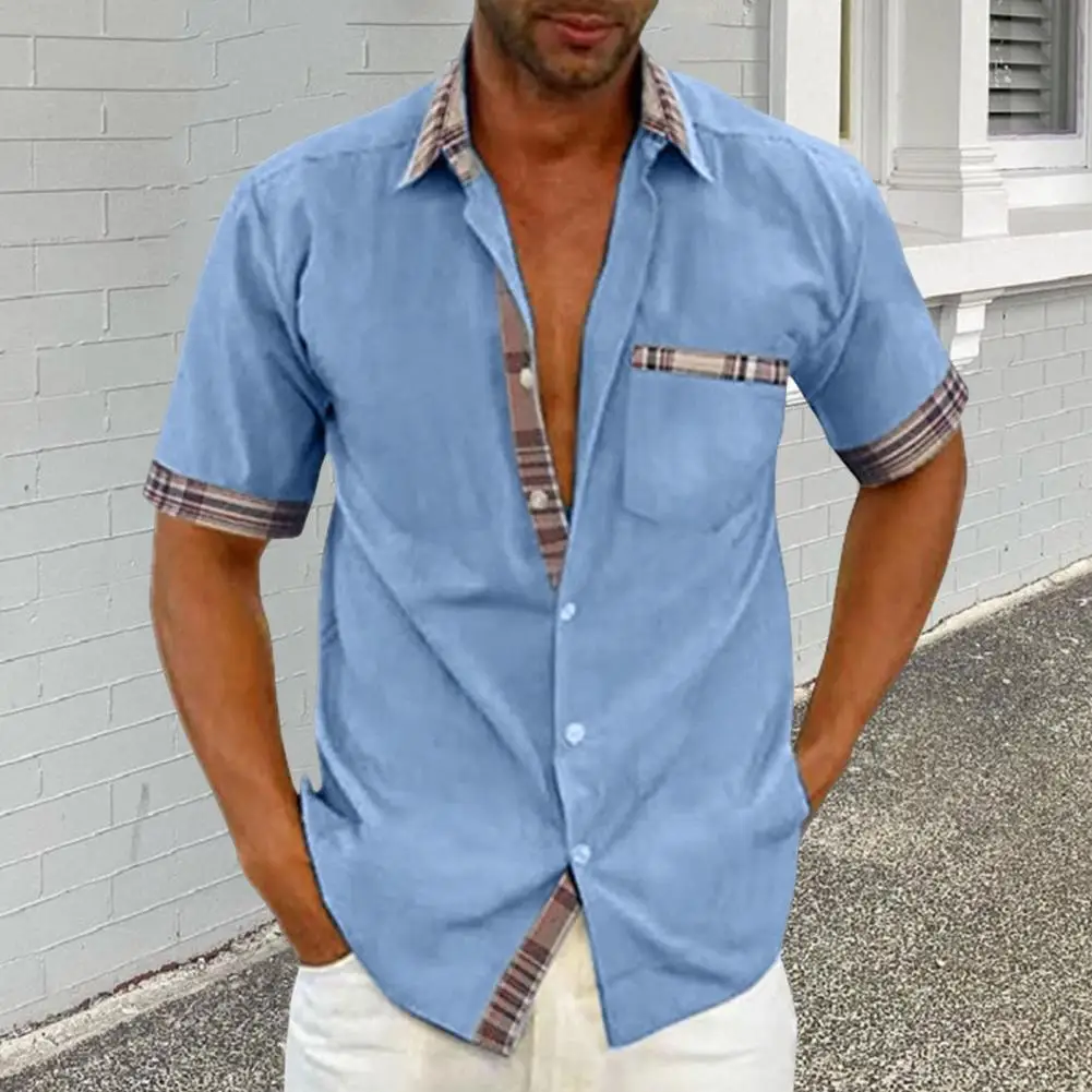 2022 Men's Summer Solid Color Short-sleeved Shirt Leader Mouth Contrast Color Fashion Button Shirt Leads The Fashion Trend
2022 Men's Summer Solid Color Short-sleeved Shirt Leader Mouth Contrast Color Fashion Button Shirt Leads The Fashion Trend