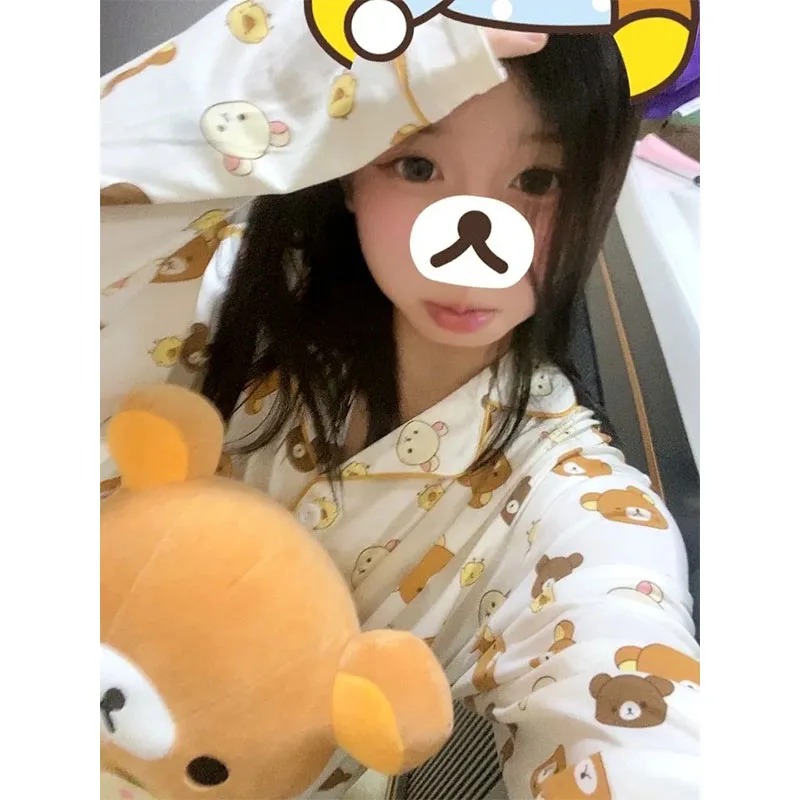 Kawaii Rilakkuma Pajamas Cute Relaxed Bear Sleepwear Women's Spring Autumn Long Sleeved Pants Student Home Suit Set Girl's Gifts
Kawaii Rilakkuma Pajamas Cute Relaxed Bear Sleepwear Women's Spring Autumn Long Sleeved Pants Student Home Suit Set Girl's Gifts