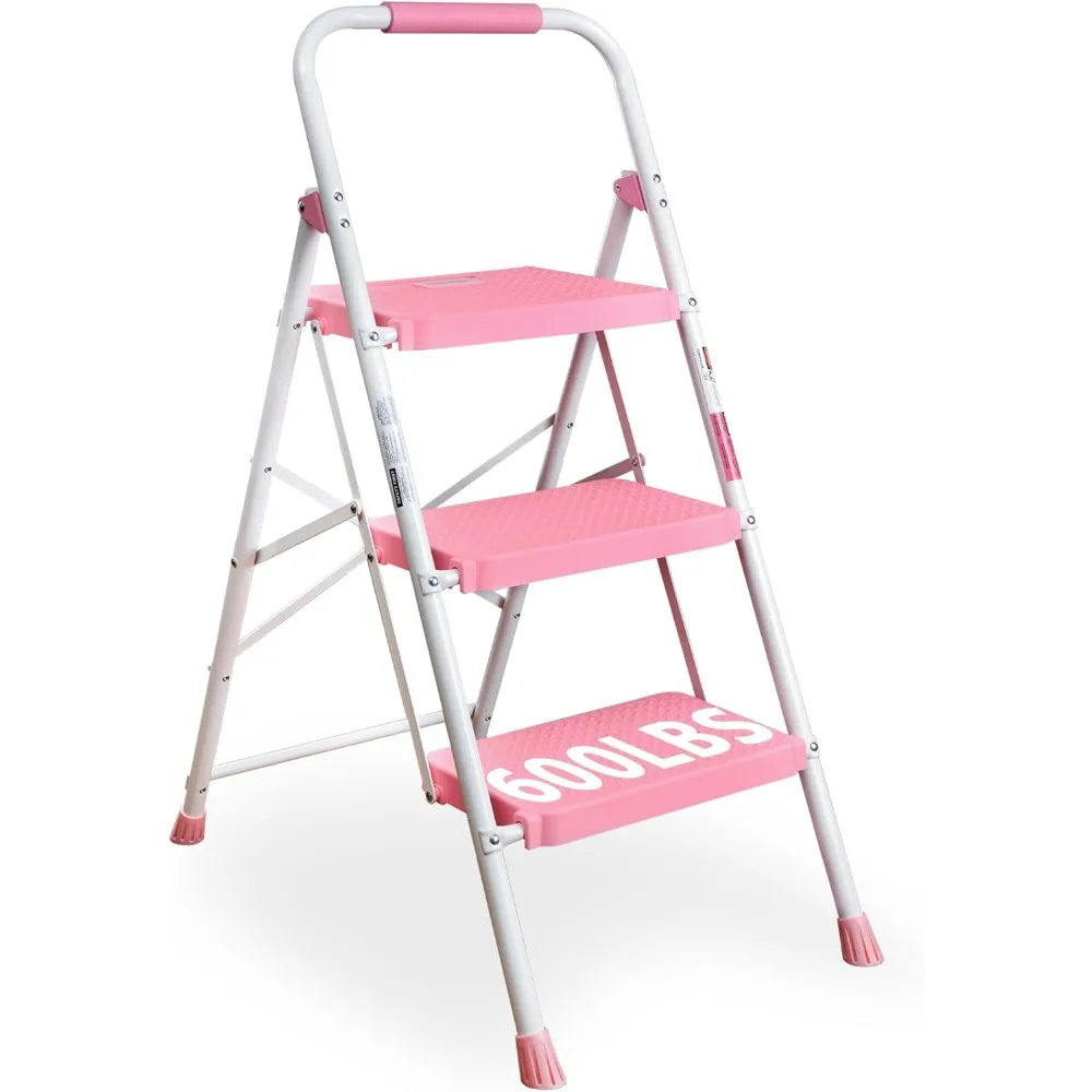 3-Step Ladder, Folding Step Stool, 600lbs Max Load Capacity, Sturdy Steel, Non-Slip Pedals, Lightweight, Portable Steel Ladder 
3-Step Ladder, Folding Step Stool, 600lbs Max Load Capacity, Sturdy Steel, Non-Slip Pedals, Lightweight, Portable Steel Ladder