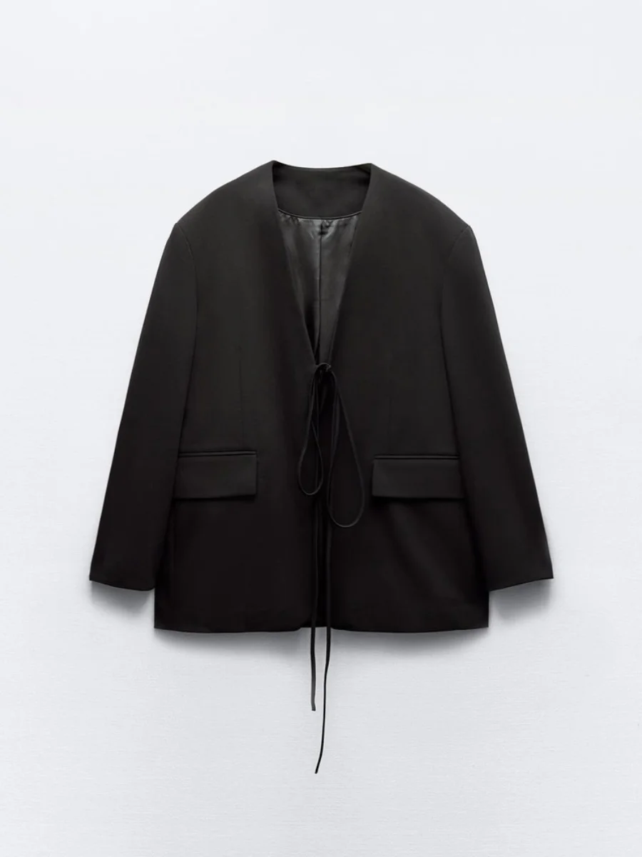 Ele Long Sve Knot Decorated Loose Suit Jaet New Summer Women's Faion Outerwear Comfortable Commute Sle
Ele Long Sve Knot Decorated Loose Suit Jaet New Summer Women's Faion Outerwear Comfortable Commute Sle