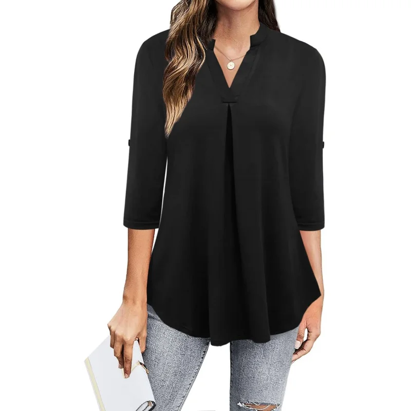 Womens Tops Dressy Casual 3/4 Sleeve V Neck Chiffon Shirt Work Blouses
Womens Tops Dressy Casual 3/4 Sleeve V Neck Chiffon Shirt Work Blouses