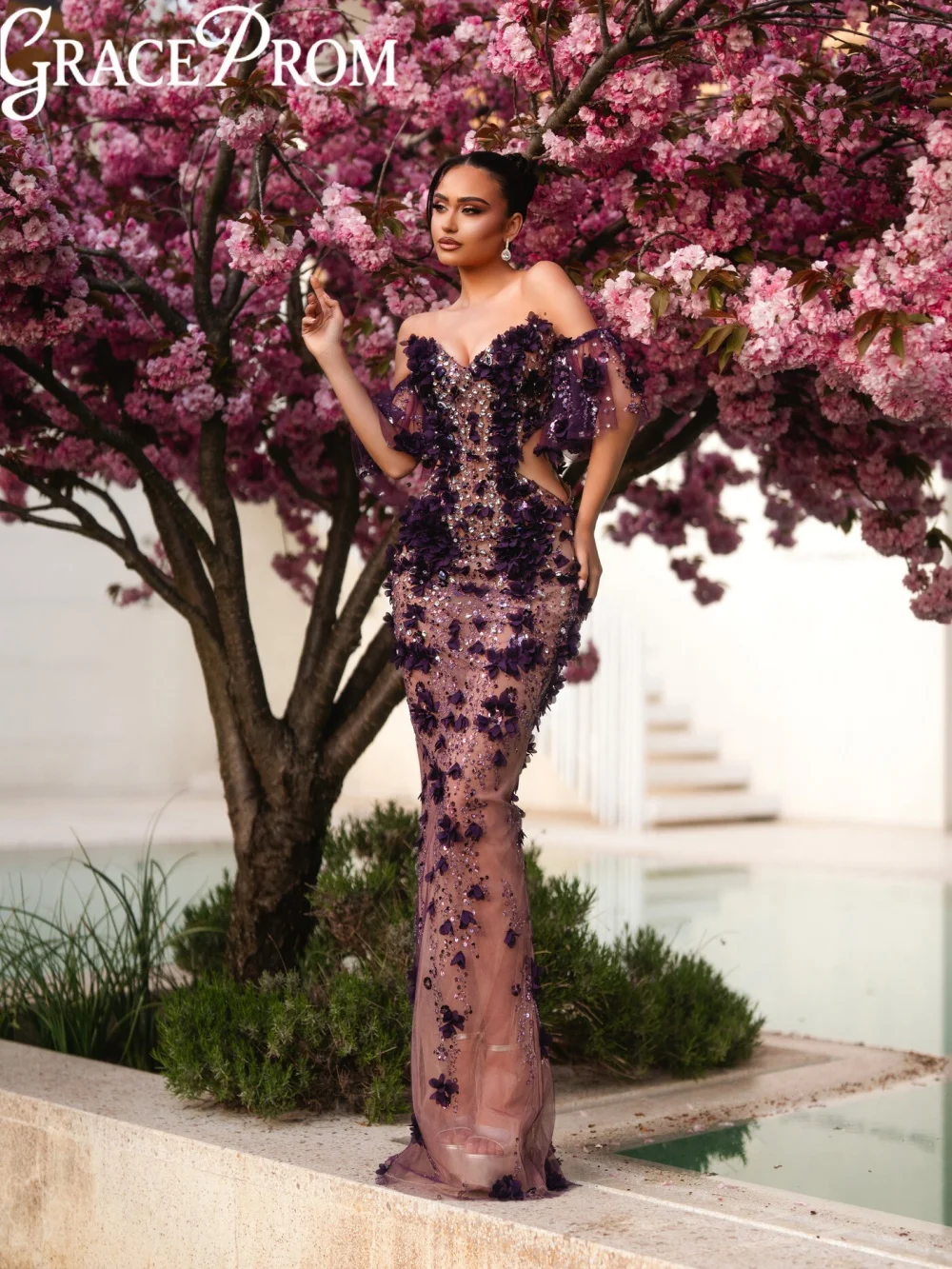 New Illusion Beaded Long Evening Dress Purple 3D Floral Sheath Wedding Party Gown Customized Gorgeous Off ShoulderProm Dresses
New Illusion Beaded Long Evening Dress Purple 3D Floral Sheath Wedding Party Gown Customized Gorgeous Off ShoulderProm Dresses