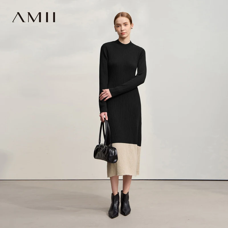 Amii Womens Dresses 2025 Winter New Elegant Semi-turtleneck Splicing Ladies Clothing Slim Knit Casual Dress For Woman 12544137
Amii Womens Dresses 2025 Winter New Elegant Semi-turtleneck Splicing Ladies Clothing Slim Knit Casual Dress For Woman 12544137