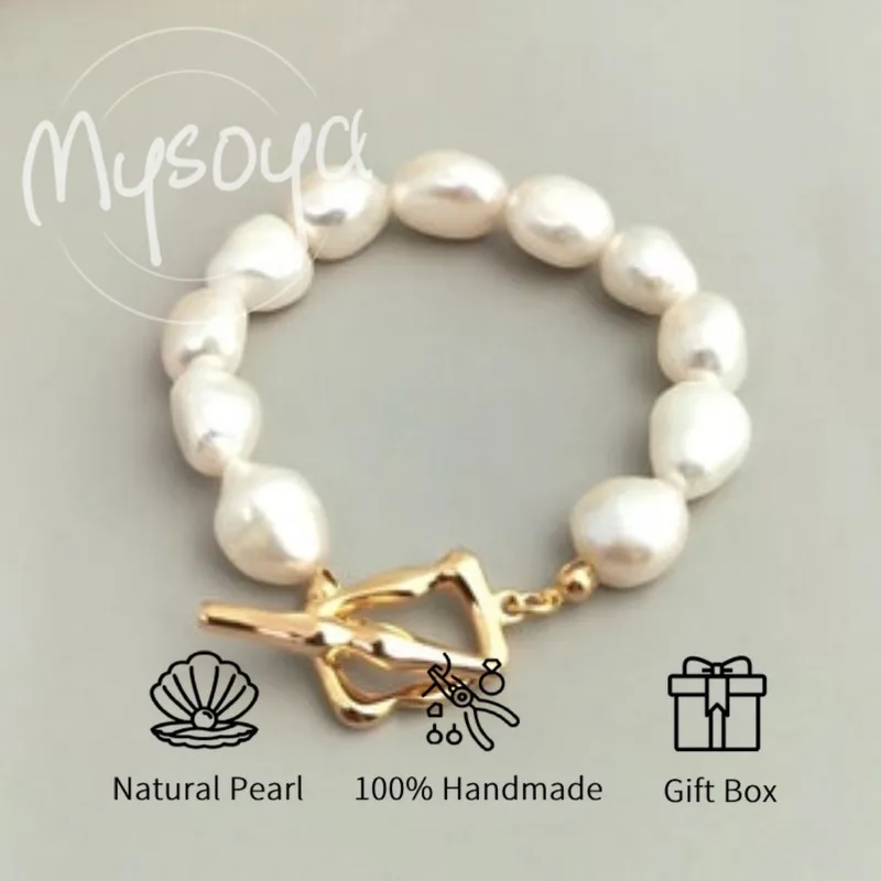 MYSOYA 9-10mm Natural White Baroque Freshwater Pearl Bracelet For Women And Men With Gift Box Birthday Wedding Anniversary Gift
MYSOYA 9-10mm Natural White Baroque Freshwater Pearl Bracelet For Women And Men With Gift Box Birthday Wedding Anniversary Gift