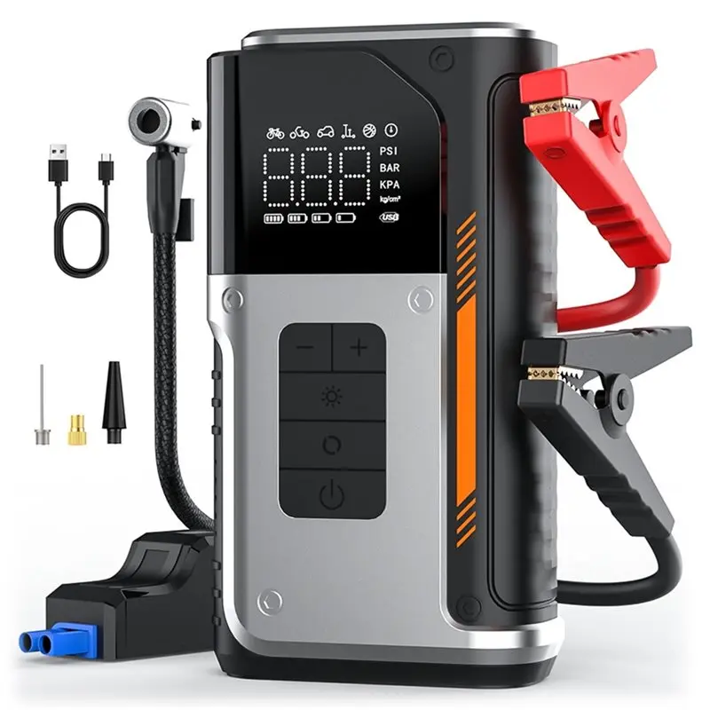 ABQB-Booster Pack 150PSI Air Compressor& 4-In-1 Car Jump Starter 6000Mah Power Bank Function For Tyre Inflation System
ABQB-Booster Pack 150PSI Air Compressor& 4-In-1 Car Jump Starter 6000Mah Power Bank Function For Tyre Inflation System