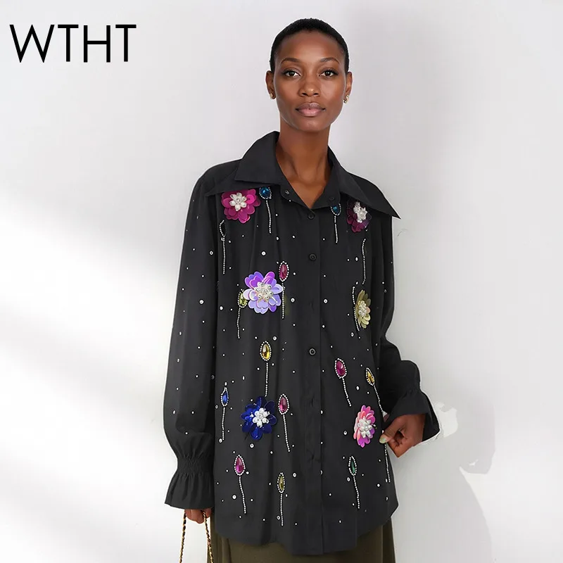 WTHT Fashion Women's Rhinestone Sequin Flower Puff Sleeve Shirt Trendy 2026 Summer Lapel Loose Casual Blouse Female 1LS3064
WTHT Fashion Women's Rhinestone Sequin Flower Puff Sleeve Shirt Trendy 2026 Summer Lapel Loose Casual Blouse Female 1LS3064