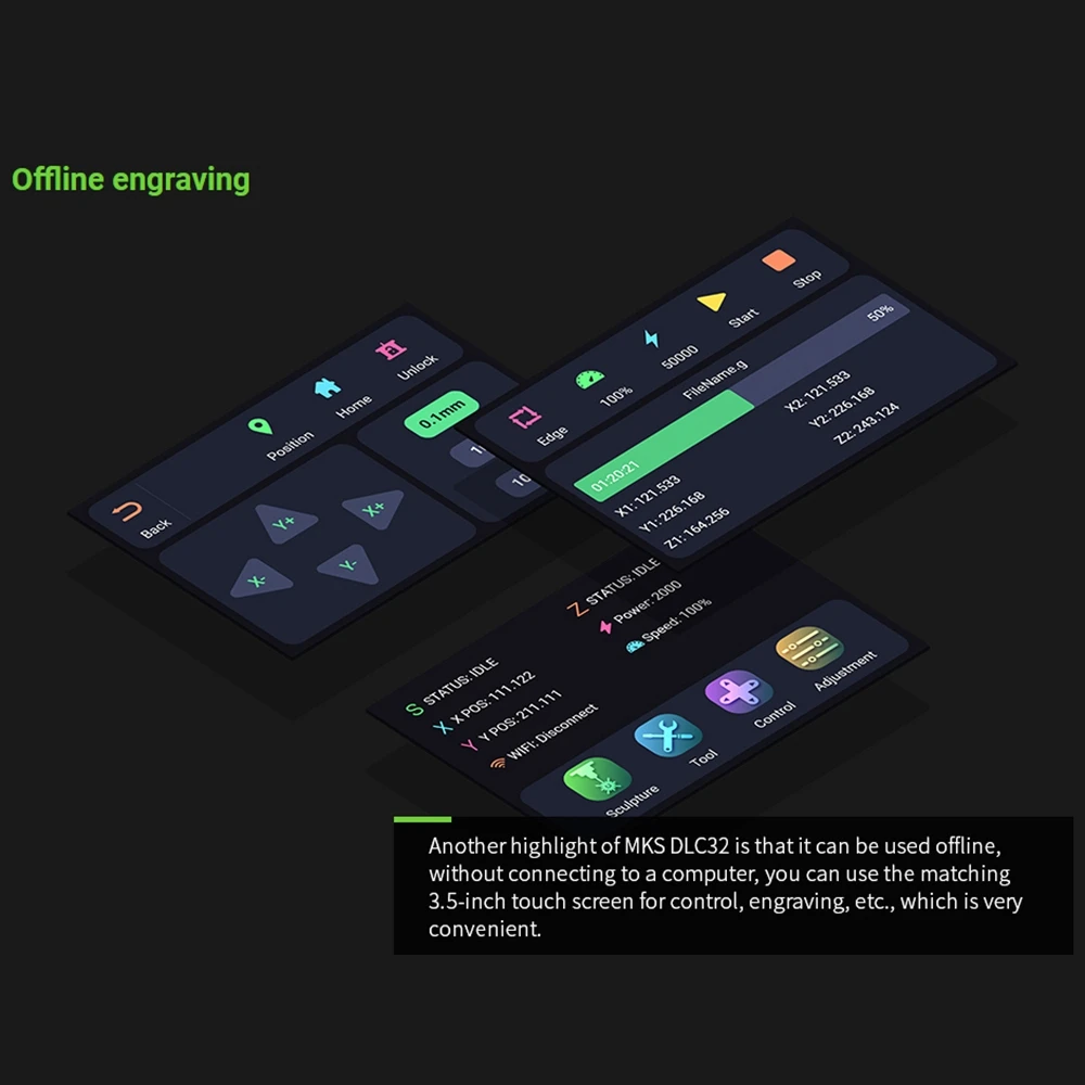 Новинка!MKS DLC32 V2.0 автономное управление 32 бит ESP32 WIFI GRBL TFT настольный лазерный гравировальный станок DIY универсальная материнская плата
Новинка!MKS DLC32 V2.0 автономное управление 32 бит ESP32 WIFI GRBL TFT настольный лазерный гравировальный станок DIY универсальная материнская плата