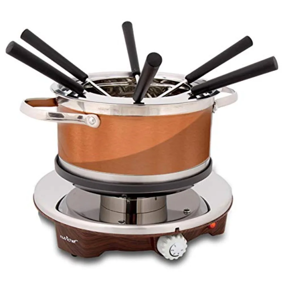 Electric Chocolate Fondue Maker Set for home parties: stainless steel nonstick 1-quart pot 1000W heater warm brown finish LED l
Electric Chocolate Fondue Maker Set for home parties: stainless steel nonstick 1-quart pot 1000W heater warm brown finish LED l