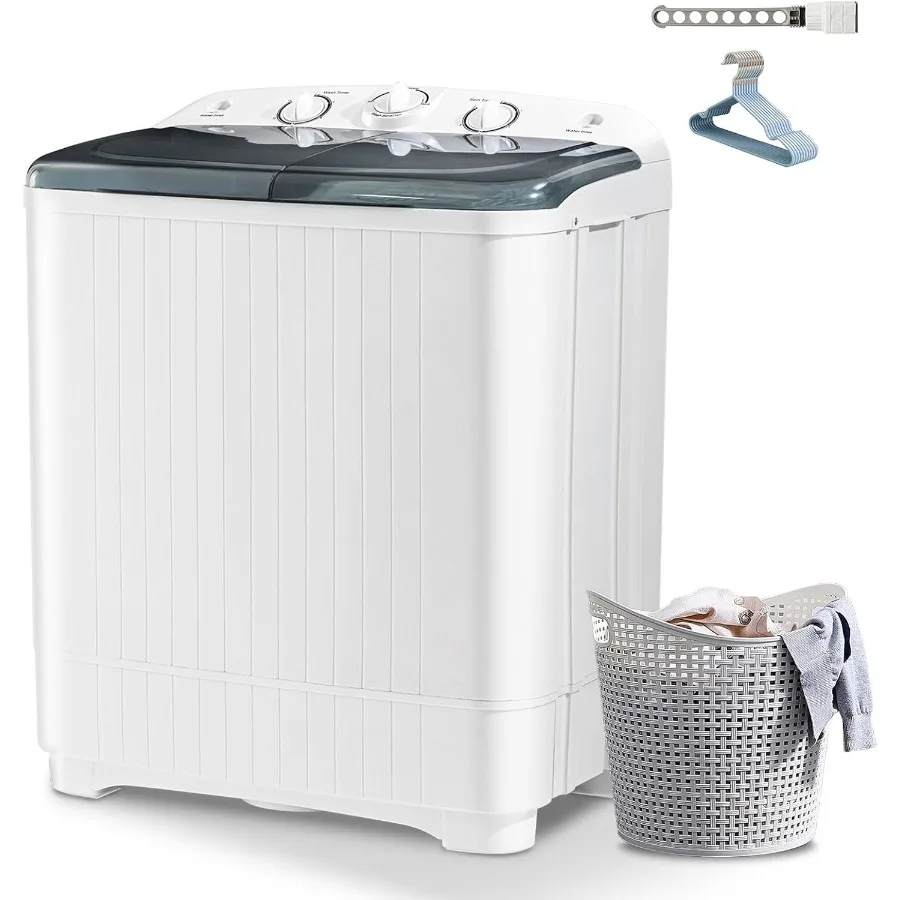 Double Tub 32LBS Washing Machine Comes with 10 Hangers+1 Clothes Rail Portable Washer and Spin Dryer Combo Compact Laundry Mach
Double Tub 32LBS Washing Machine Comes with 10 Hangers+1 Clothes Rail Portable Washer and Spin Dryer Combo Compact Laundry Mach