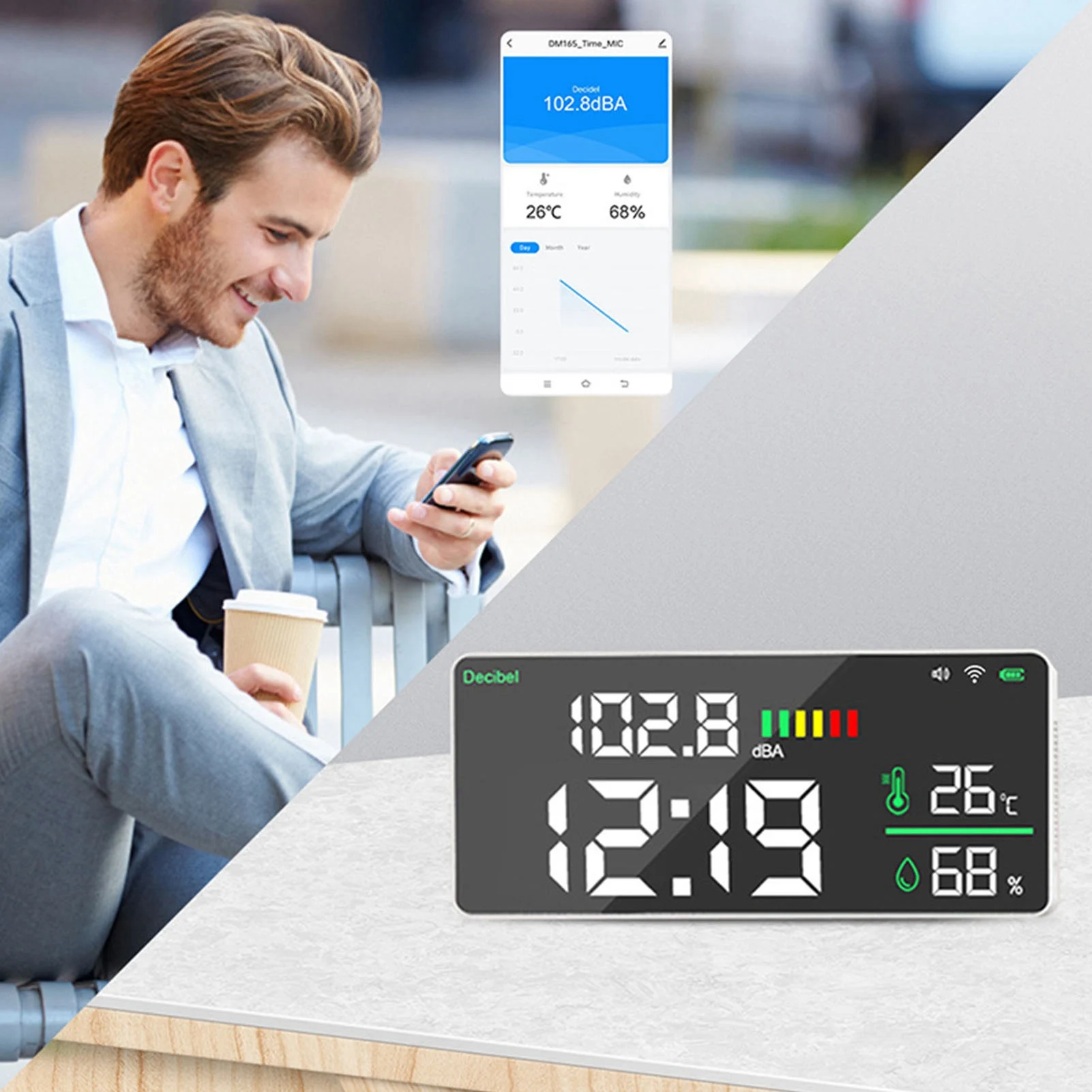 Decibel Meter Sound Level Reader Support 2.4G WiFi Temperature Humidity Measurement High 30 To 130dB for Classroom
Decibel Meter Sound Level Reader Support 2.4G WiFi Temperature Humidity Measurement High 30 To 130dB for Classroom