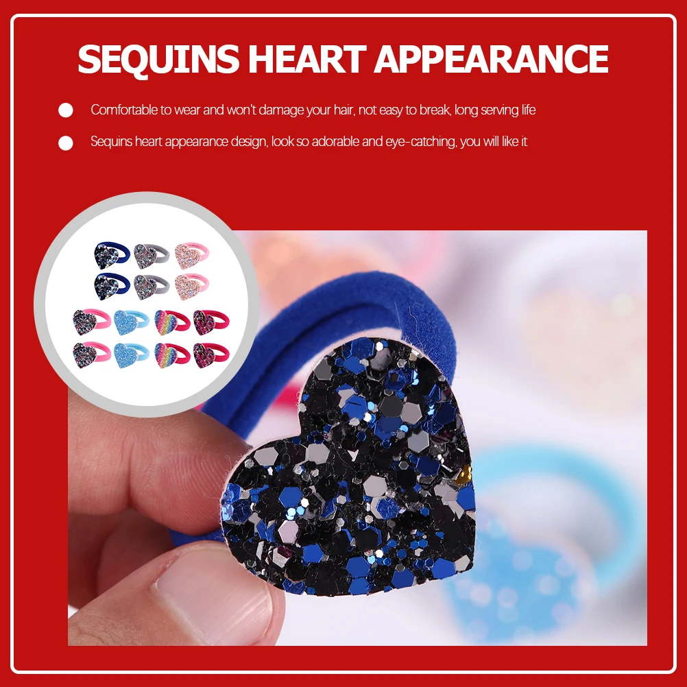 14pcs Sequin Tie Band Heart Shaped Elastic For Thick Curly Straight Hair Comfortable Long Life Hair Accessories
14pcs Sequin Tie Band Heart Shaped Elastic For Thick Curly Straight Hair Comfortable Long Life Hair Accessories